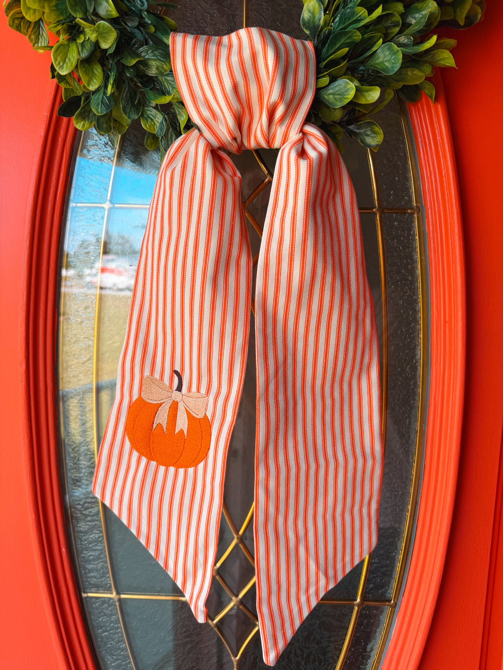 Pumpkin & Bow Wreath Sash