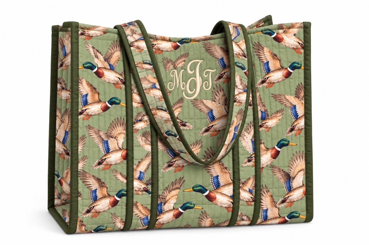 Personalized Mallard Quilted Tote — Christmas Preorder