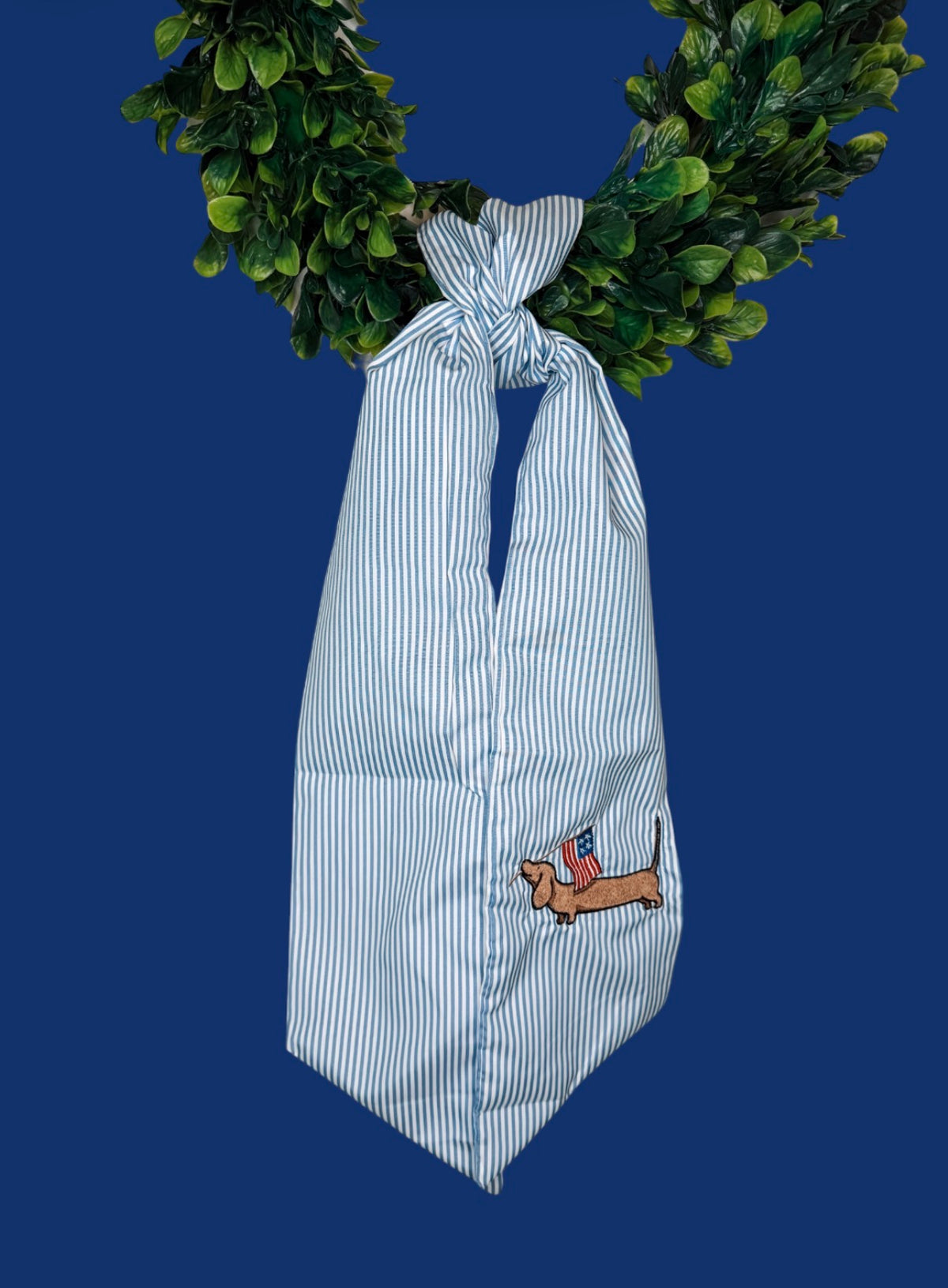 Patriotic Dachshund Seersucker Wreath Sash