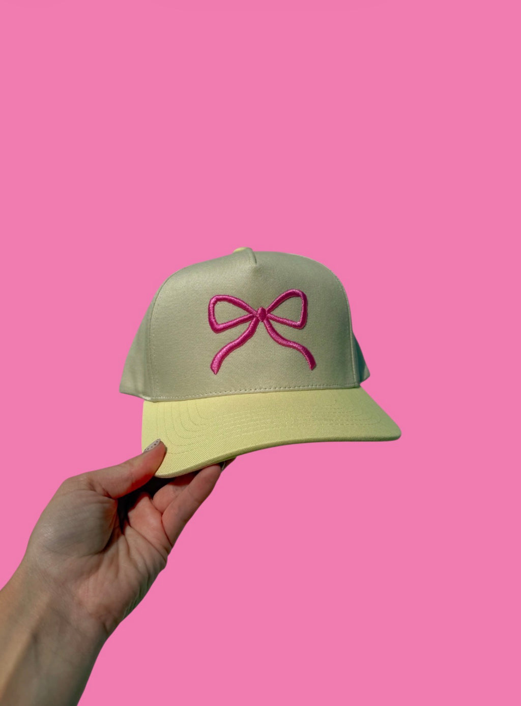 Pink Bow Puffed Trucker Hat