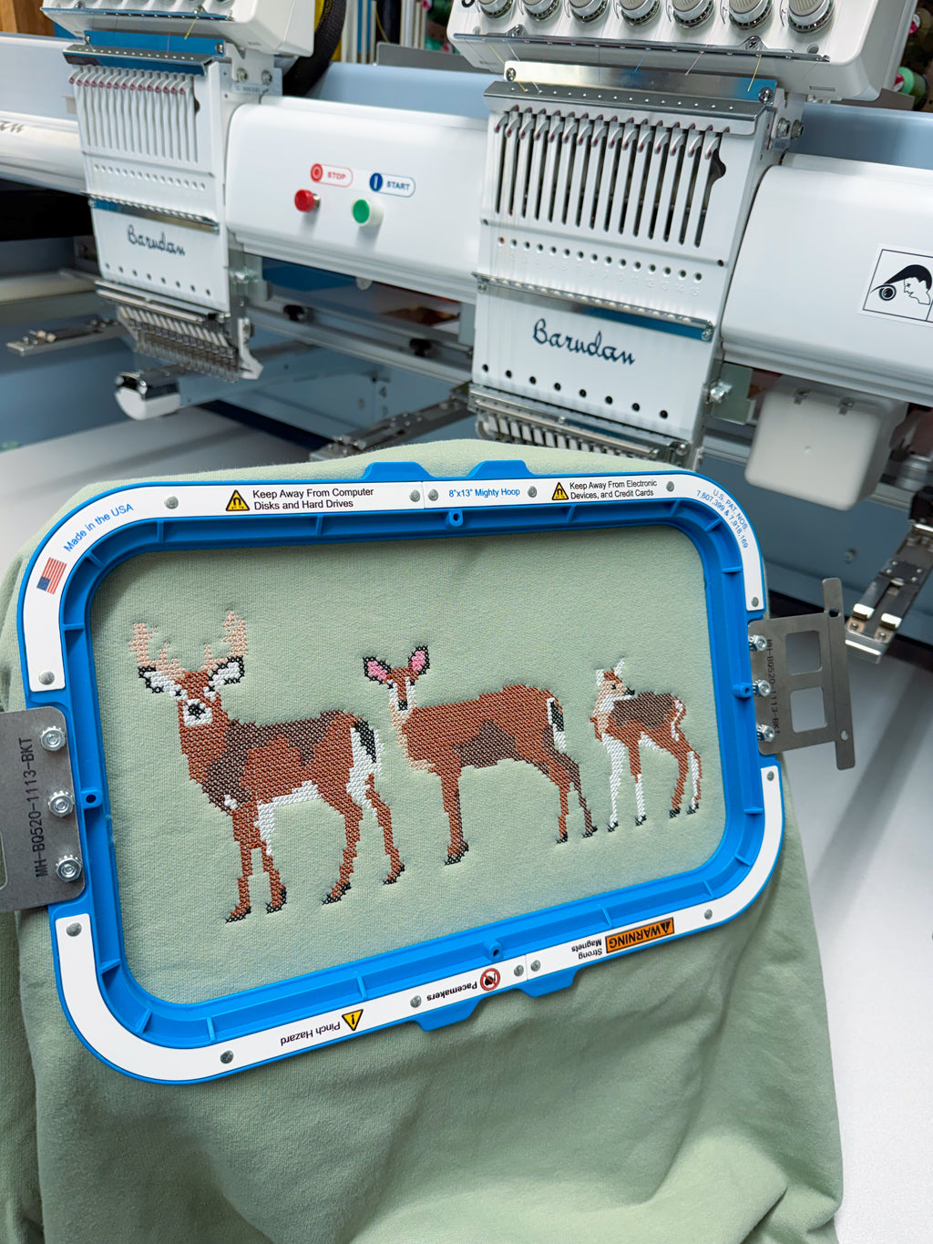 Cross-stitched Deer Family Sweatshirt