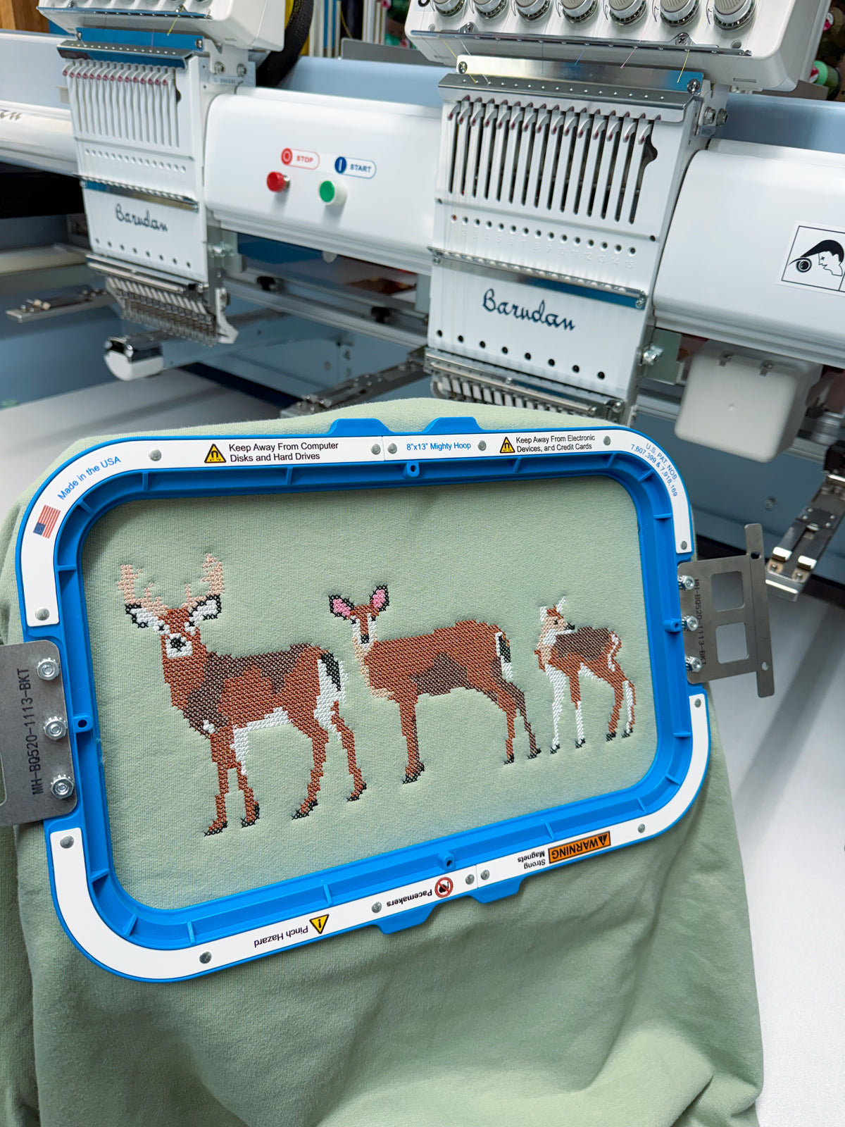 Cross-stitched Deer Family Sweatshirt