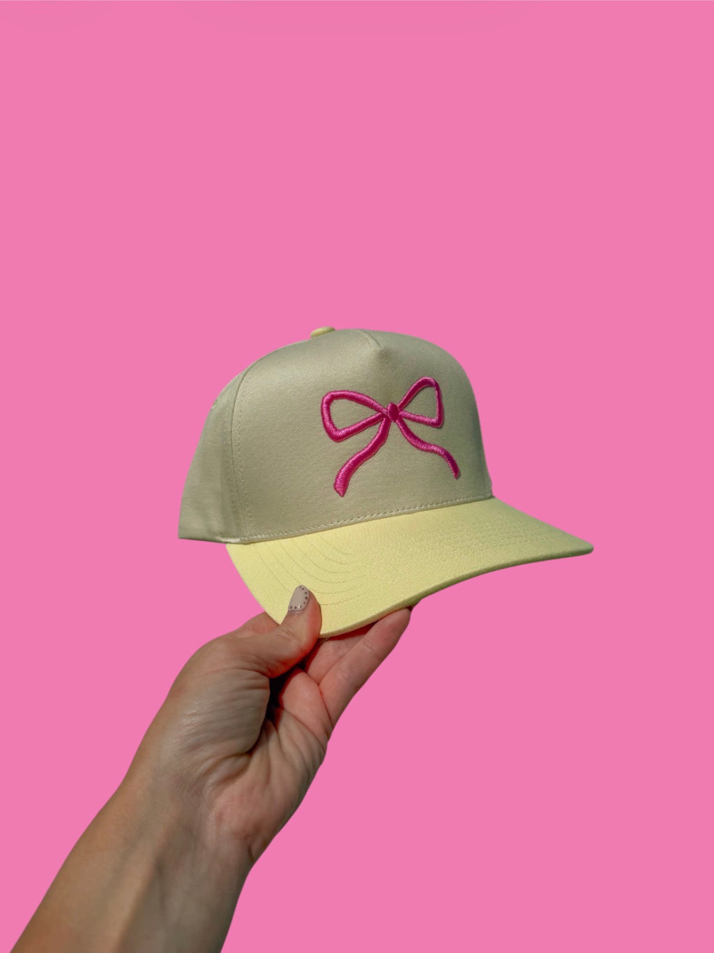 Pink Bow Puffed Trucker Hat