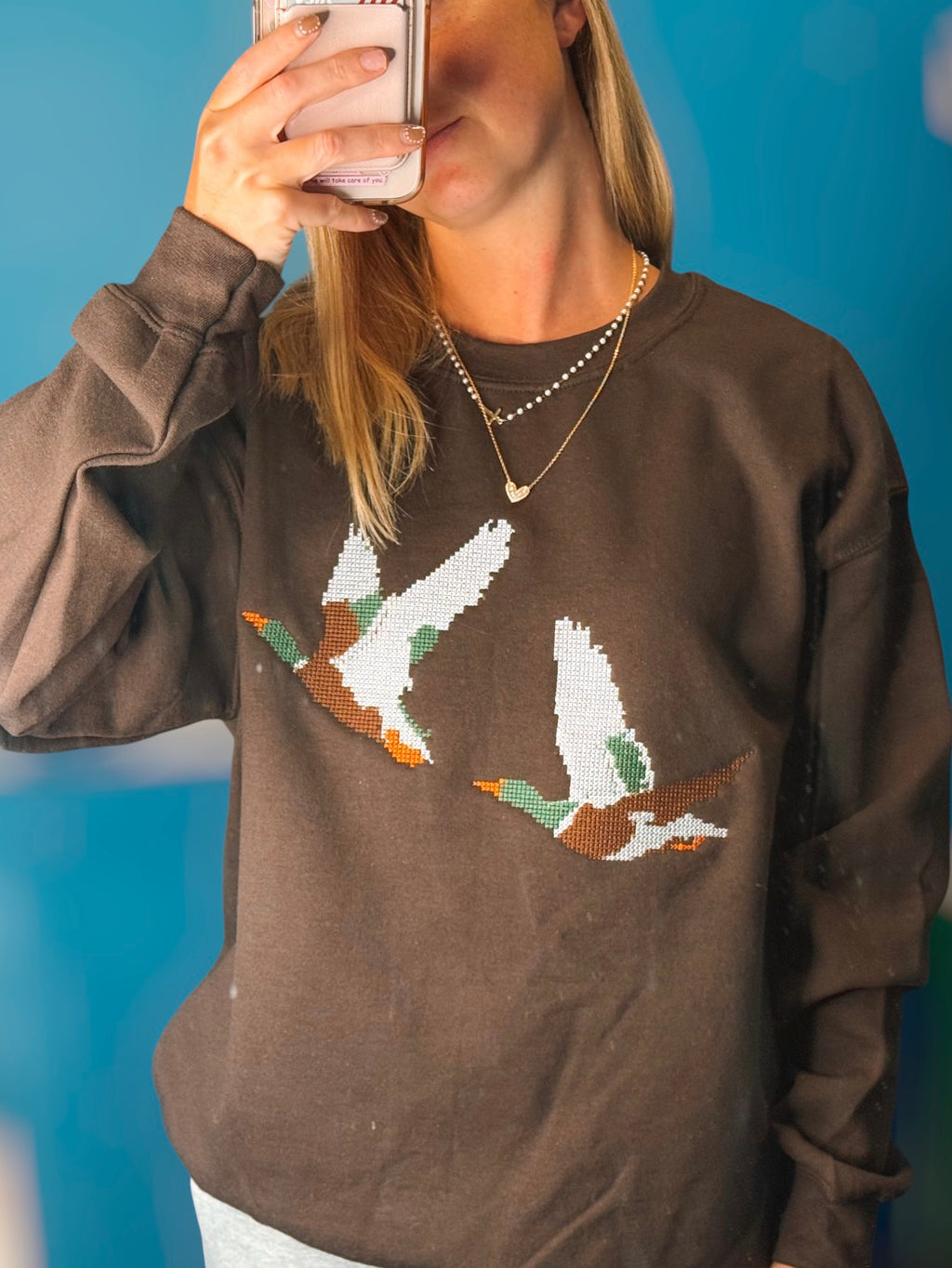 Cross-stitched Flying Mallards Sweatshirt