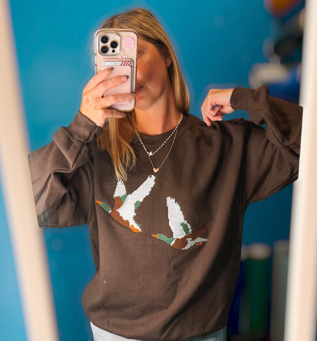 Cross-stitched Flying Mallards Sweatshirt