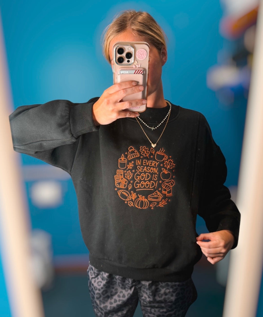 In Every Season God Is Good Mock Neck Sweatshirt