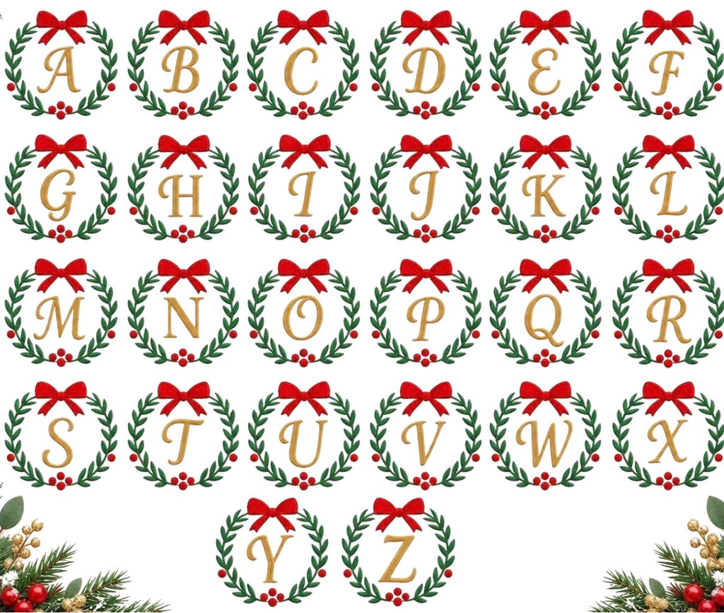 Christmas Wreath Initial Quarter Zip