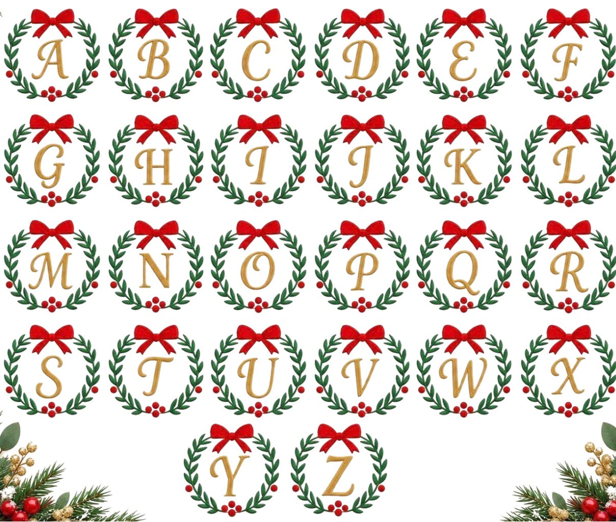 Christmas Wreath Initial Quarter Zip