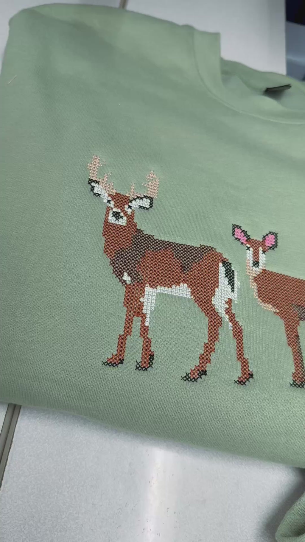 Cross-stitched Deer Family Sweatshirt